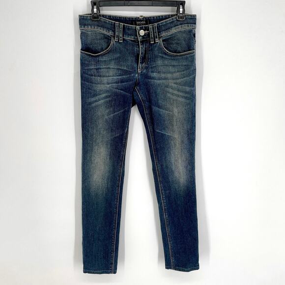 Escada Sport Selvedge Skinny Jeans Women Sz 36 / US 6 Blue Back Tie Flap Pockets - Picture 1 of 14